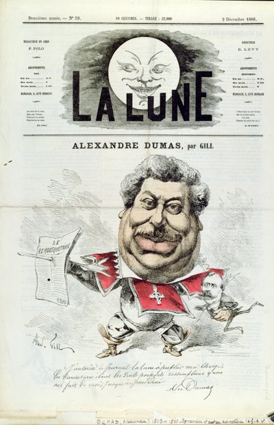 Karikatur von Alexandre Dumas père als Musketier, von der Titelseite des Magazins 